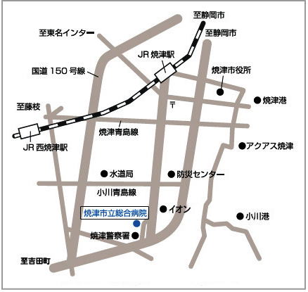焼津市立総合病院周辺地図
